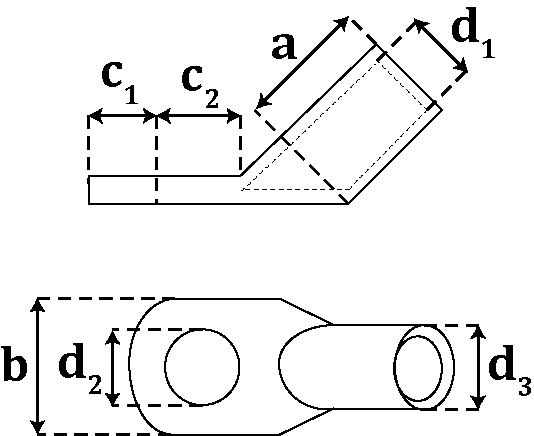 DIN 46235 45° sıkmalı kablo pabucu teknik